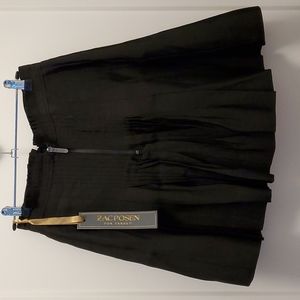 Zac Posen Black Pleated A-Line Skirt